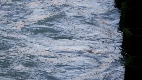 Clear stream making waves in mountain river Stock Footage 171403915