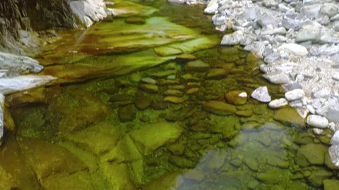 Clear Stream Upstream of the Menokawa Valley Seen from the Goshikibashi Bridge Stock Footage 330970552