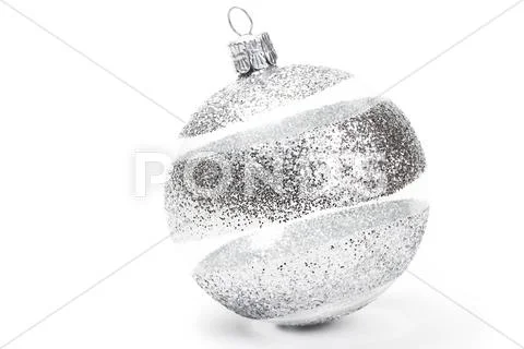 Clear striped christmas ball Stock Photos