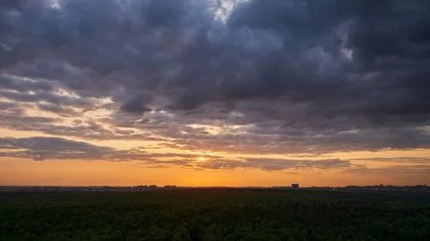 A clear summer evening sky provides the perfect background for a stunning s.. Stock Photos
