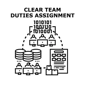 Clear team duties assignment process managing tasks Stock Illustration
