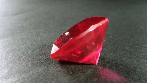 Clear transparent red ruby stone. Macro rotating filming of precious crystals. Stock Footage 160889509