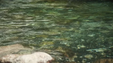 Clear Transparent Water Flows in the Mountain Small River Video stock 66276340