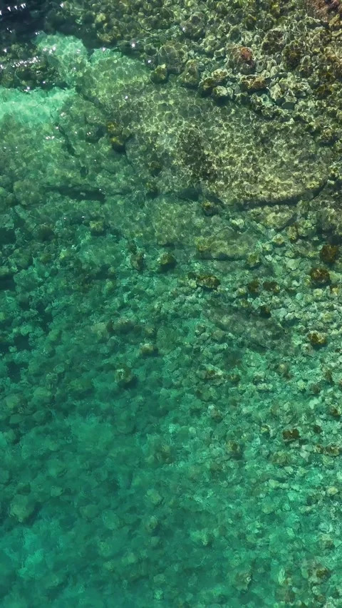 Clear Turquoise Water with Exposed Reef near Cala Llebeig, Benitachell Spain Stock Footage 340300878