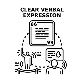 Clear verbal expression in public speaking concept Illustration
