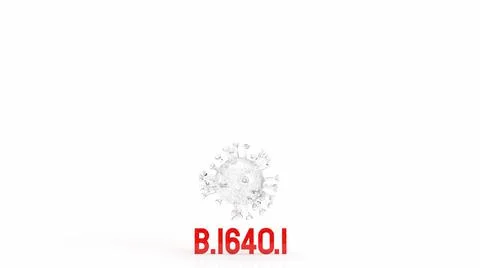 The clear virus and red text b.1640.1 on white background  3d rendering Stock Illustration