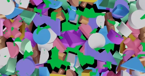 Clear void initiating pastel 3D shapes appearing and rotating outward forming Stock Footage 347300248