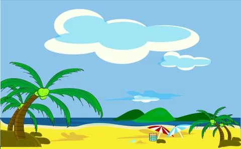 Clear water, beautiful white sand beaches in Thailand Stock Illustration