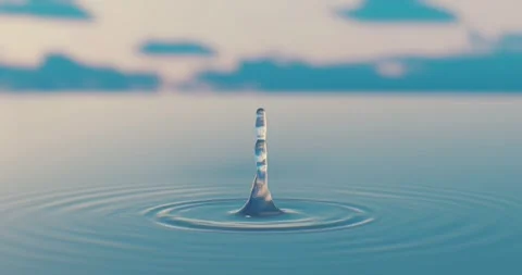 Clear Water drop with circular waves in slow motion Stock-Footage 283472380