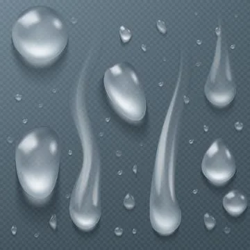 Clear water drops, dew or dripping rain droplets Stock Illustration