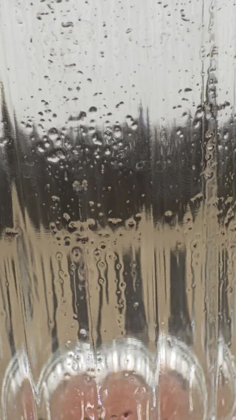 Clear water drops dripping wet glass surface Stock Footage 336441457
