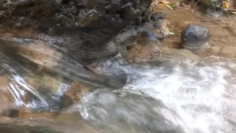 Clear water flowing in the mountains Stockbeeldmateriaal 333050708