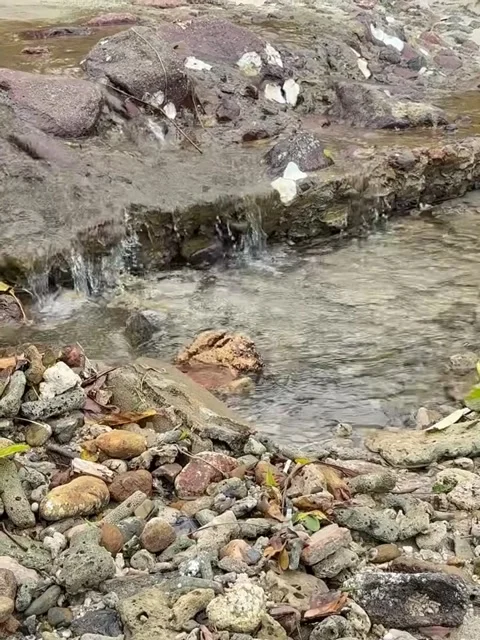 Clear Water Flowing Over Rocks Melodious Video stock 340870994
