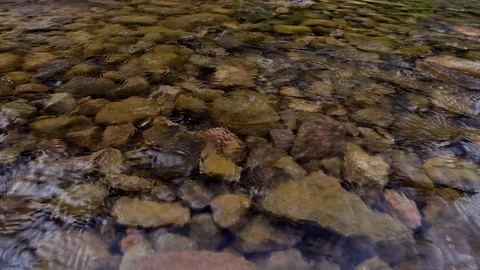 Clear water flowing river view Stock Footage 127372480