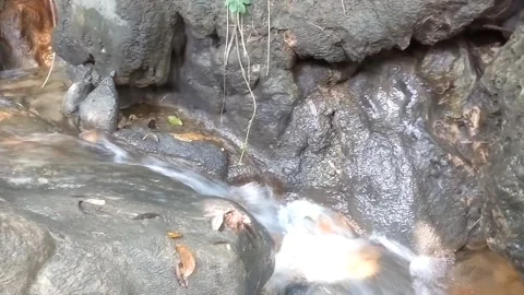 Clear water flows in the crevice Stockbeeldmateriaal 333114000