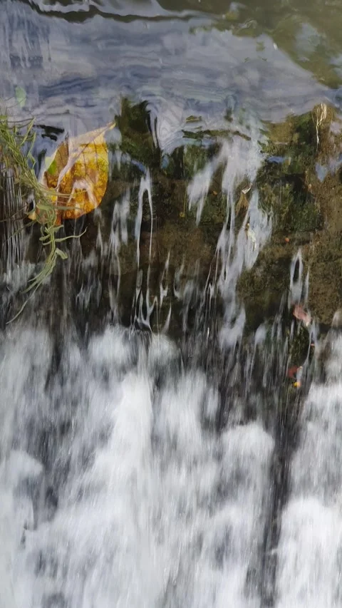 Clear water flows down the village Stock Footage 302849103