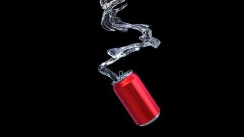 Clear water flows from an open iron can. Stock-Illustration
