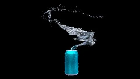 Clear water flows from an open iron can. Stock Illustration