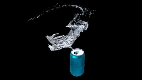 Clear water flows from an open iron can. Stock-Illustration