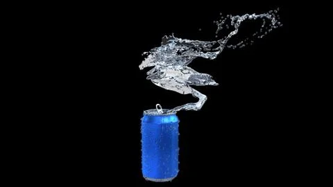 Clear water flows from an open iron can. Stock-Illustration
