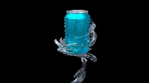Clear water flows from an open iron can. Stock-Illustration