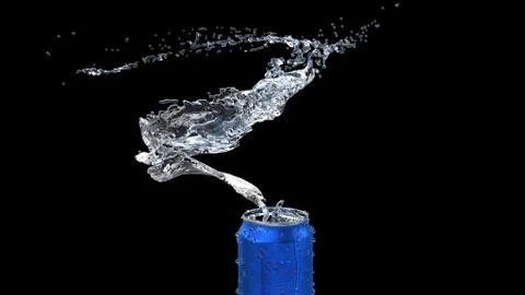 Clear water flows from an open iron can. Stock-Illustration