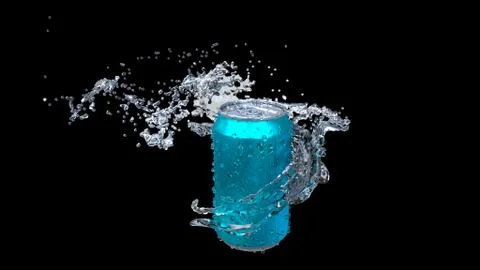 Clear water flows from an open iron can. Stock-Illustration
