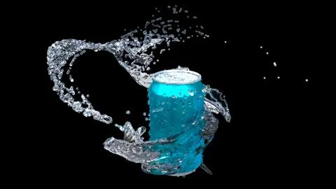 Clear water flows from an open iron can. Stock-Illustration