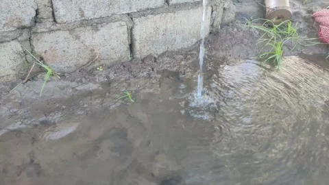 Clear water flows profusely from the irrigation pipes of the fields, Stock Footage 249393425
