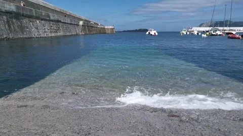 Clear water forming small waves on the ramp Stock Footage 132039859
