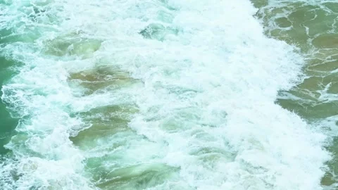 Clear water laps softly against the shore, creating foam. Stock Footage 308054959