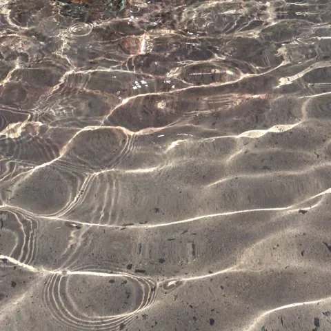 Clear water over sand with caustics, reflections and circles patterns Stock Footage 333272446