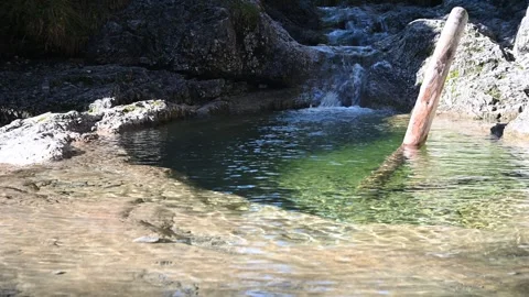 Clear water in the pond of a mountain stream Stock-Footage 260861860