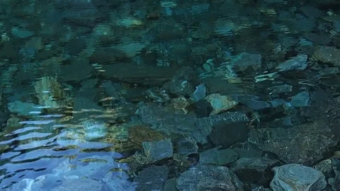Clear water reflection surface Stock Footage 79477612