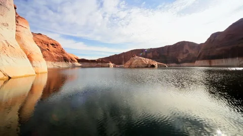 Clear Water Reflections in Lake Powell, Arizona Stock Footage 1050912