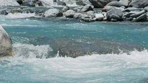 Clear water of River close up slow motion (180fps) in Nagano, Japan. Stock Footage 107667491