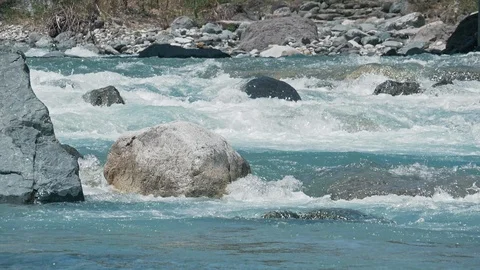 Clear water of River close up slow motion (180fps) in Nagano, Japan. Stock Footage 107669752