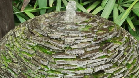 Clear water slowly flows over mossy green stones. Stock Footage 233140395