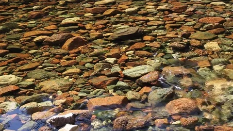 Clear water stream on brown rocks Stock Footage 83461277