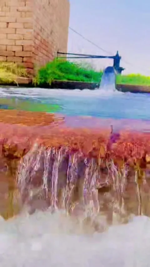 Clear Water Stream Overflowing From Concrete Pool In Village. Vídeos de archivo 336511410