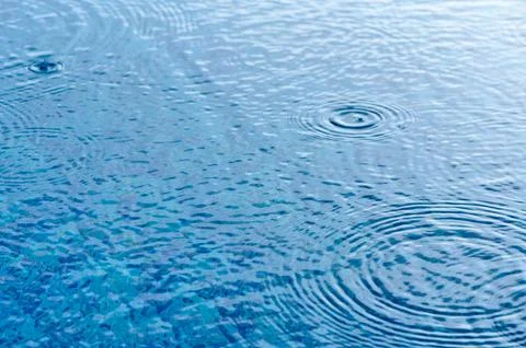 Clear water surface close up. Clean water with droplets, top view. 2 Stock Photos