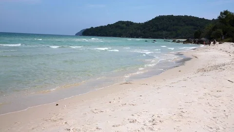 Clear Water Waves on White Beach Video stock 88452718