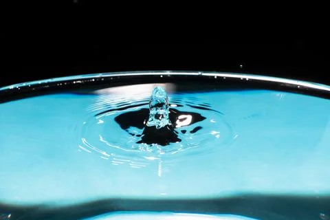 Clear Waterdrop with circular waves. Splashes closeup. Water splash and falli Stock Photos