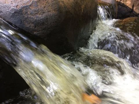Clear waterfall small stream on nature Stock Photos