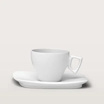 Clear white cup for coffee or tea isolated on white background. Stock Photos