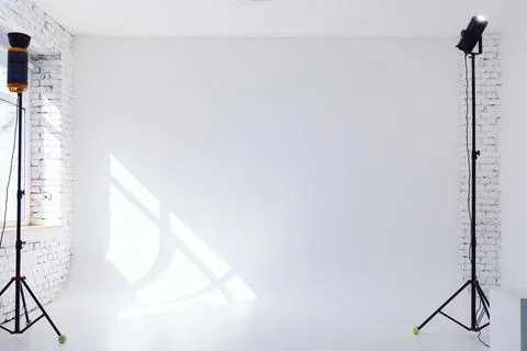 Clear white cyclorama. Light background with with professional lighting Stock Photos