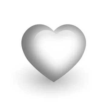 Clear white heart with glossy effect. A symbol of love and St Valentines Day. 3D Illustrazione stock