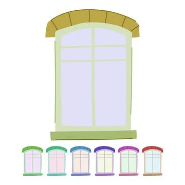 Clear window frame vector cartoon graphic イラスト素材