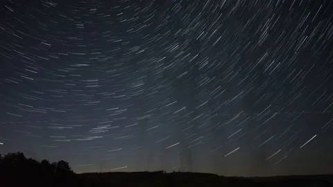 Clear Winter Night Star Trails Timelapse Stock Footage 138294837