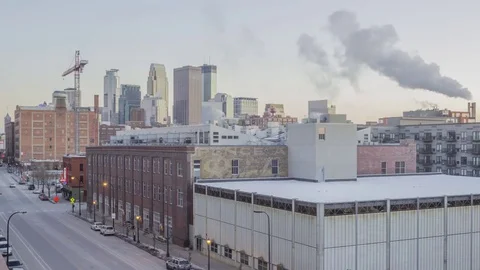 A Clear Winter Sunset Timelapse over Downtown Minneapolis Video stock 83887996